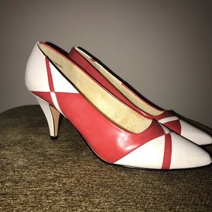red & white vintage heels
